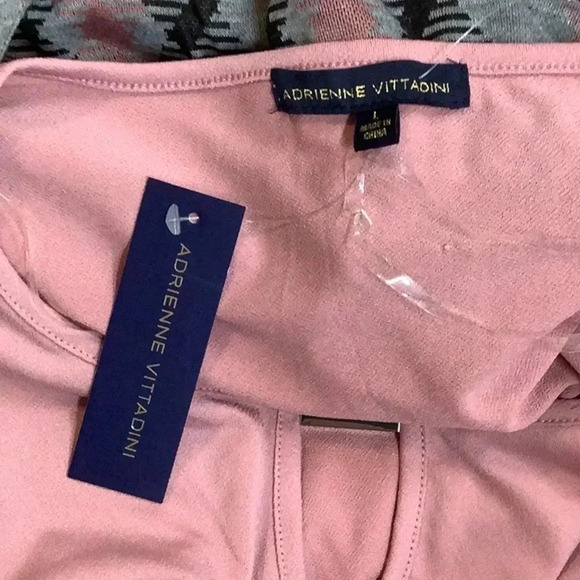 Adrienne Vittadini Size Large Mauve & Checkered Dress/Waist Tie New With Tags - Picture 5 of 8